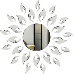 3D Miroir de Tournesol Stickers,Tournesol Autocollants Muraux Amovibles Etiquette Autocollante Acrylique Miroirs Stickers,Décoration Murale pour Salon,Chambre à Coucher,Décoration de Ferme Argent - Neuf