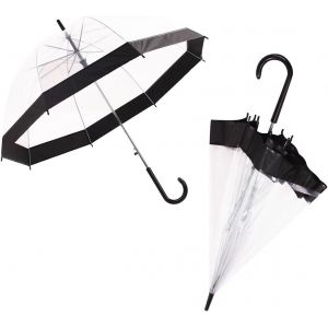- Parapluie Transparent Cloche Pour Homme Et Femme - Ouverture Automatique - Bordure Noire - Neuf