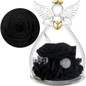 Rose Eternelle Cadeau Maman Noel,Ange Gardien en Verre avec Fleur Eternelle Cadeau Noel Femme Mamie Amie Anniversaire No&euml;l Saint Valentin Femme F&ecirc;te des M&egrave;res - Neuf