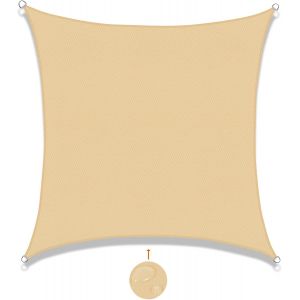Vela De Sombra Rectangular De 2 X 2 M (Arena Amarilla), Impermeable, Con Protección Uv Para Patio, Jardín, Terraza, Exterior, Balcón, Arena. - Neuf