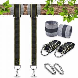 Fixation Hamac Sangle Balancoire Fixation pour Fauteuil Suspendu Corde Balancoire Exterieur Accessoire Mousquetons de Sécurité Balancoire Sangle Balancoire Arbre pour Hamac Balancoire (2x1.5m) - Neuf