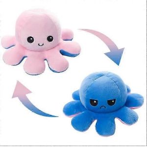 Peluche pieuvre geante reversible de 20 cm, 30 cm et 40 cm, pieuvre heureuse et triste reversible - Neuf