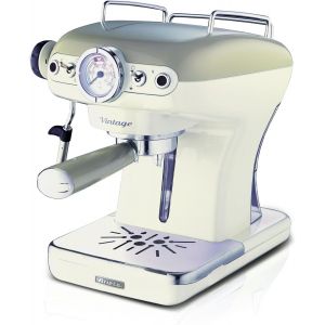 ChenQuanSarl-Espresso Vintage 1389, Machine À Café Expresso Pour Poudre Ou Dosette Ese, 1 Et 2 Tasses, Buse Cappuccino, Support De Tasse En Acier Inoxydable, 15 Bars, 850W, Beige - Neuf