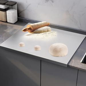 Plan De Travail - Planche À Pétrir En Acier Inoxydable - 30 X 40 Cm - Pour Pétrir, Couper Et Cuire - Plaque De Cuisine Avec Bord D'arrêt - Convient Également Comme Planche À Pâtes, Planche À Découper - Neuf
