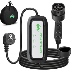 Chargeur Voiture Electrique 3,68kw [8m,16a] Ev Chargeur Type 2 16a,C&acirc;ble Recharge Voiture Electrique Avec Voyant Led,Cable Type 2 Avec Sac De Rangement,Compatible Tous Les Ev/Phev - Neuf