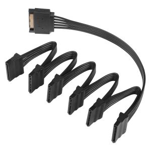 c&acirc;ble adaptateur r&eacute;partiteur d'alimentation SATA 15 broches, cordon s&eacute;rie SATA 1 &agrave; 3 SATA 15 broches pour disque dur, SSD, lecteurs optiques (1Male to 6 Female) - Neuf