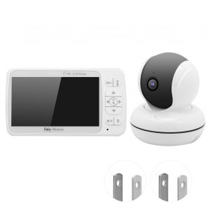 Babyphone 5 Pouces, Video Couleur Hd 720p, Interphone Bidirectionnel, Vision Nocturne, Detecteur De Temperature, Prise 100-240 V Us - Neuf