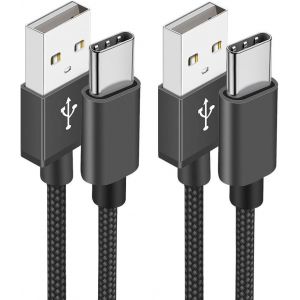 Cable Usb C,[2m+1m/Lot De 2] Charge Rapide 3a Fil Chargeur Type C Tressé Cable Usba Vers Usb C Pour Samsung Galaxy S20 S21 S22 S23 S9 A11 A12 A13 A20e A21s A33 A52 A53 A54,Switch,Macbook - Neuf