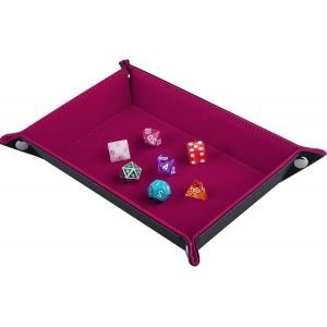Sansh-Plateau Dés À Double Face, Rectangle Pliant En Cuir Pu Et Porte-Dés En Velours Rouge Rose Foncé Pour Donjons Et Dragons Dg Dice Ding Et Autres Jeux De Table - Neuf