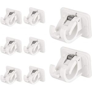 Lot de 8 supports de tringle &agrave; rideau auto-adh&eacute;sifs avec boucle &agrave; ressort, pour la maison, la salle de bain, l'h&ocirc;tel, en plastique - Neuf