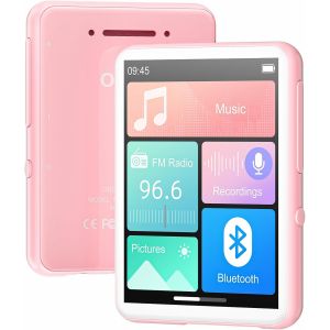 128Go Lecteur MP3 Bluetooth 5.4, MP3-Lecteur Portable avec Haut-Parleur, 2,4'' &Eacute;cran Tactile Baladeur MP3, Musique HiFi Lecteur pour Enfants, Radio FM (Rose) - Neuf