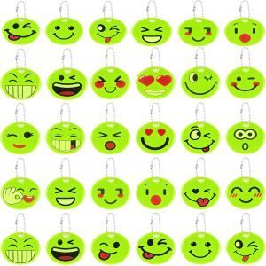 Acdsgd-Lot De 30 R&eacute;flecteur De S&eacute;curit&eacute;,S&eacute;curit&eacute; Porte-Cl&eacute;s Smiley&iquest;Pendentif R&eacute;fl&eacute;chissant De S&eacute;curit&eacute; Pour Cartable,Sacs &Agrave; Dos, V&eacute;los,Poussettes - Neuf