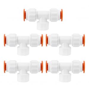 HJLIAN Lot de 5 raccords en T en plastique PPR, filetage femelle G1/2 po, pour tuyau d'eau double de 20 mm, accessoires - Neuf