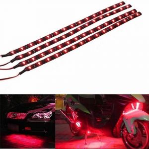 Lot De 10 Bandes Led Flexibles Et Étanches Rouges Pour Éclairage De Dessous De Caisse De Voiture Et Moto - Neuf