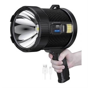 Projecteur rechargeable, lampe torche portative de 100 000 lumens pour activités de plein air, solution d'éclairage idéale à énergie solaire - Neuf