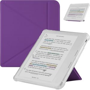 GUOP-Coque Pour Kobo Libra Color (2024)/Kobo Libra 2 (2021) 7 Pouces Ereaders,Étui Arrière En Tpu Transparente Et Souple Avec Fonction De Réveil/Sommeil Automatique Et Fonction Debout-Violette - Neuf