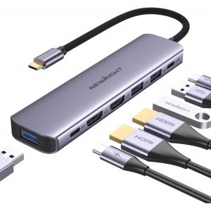Adaptateur Usb C Double Hdmi, 7 En 1 Usb C Docking Station Dual Monitor Avec 2 Hdmi, 3 Usb3.0, 100W Pd, Usb C 3.0 Ports, Usb C Hub Compatible Avec Dell, Hp, Iphone 15 Series[Z3416] - Neuf