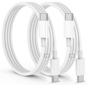 KALANKA-C&acirc;bles USB C vers Cable USB-C [2pcs- 2M+2M] Charge Rapide 4.0 Chargeur 60W Type C C&acirc;ble pour iPhone 17/16/15/Pro/Plus/Pro Max/iPad Pro/Air/Mini, pour Samsung Galaxy S25 S24 S23 S22 - Neuf