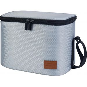 Sac Isotherme Repas avec Bandoulière pour Homme Femme,7,5L Sac de Pique-nique Lunch Bag en Doublure Étanche,Gris & Motif à Nid d`Abeille - Neuf