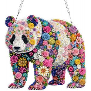 Oayew-Panda Diamond Painting Pendentif,Animaux Diamant Painting Hanging Ornements Kits Special Shaped Diamond Painting Pendentif Diy Carillon &Eacute;olien 5d Peinture Diamant Pendentif Avec Cha&icirc;ne - Neuf