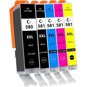 5 Cartouches d'encre XXL Compatible avec Canon PGI-580 CLI-581 Multipack pour Pixma TR7500 TR7550 TR8500 TR8550 TS6100 TS6150 TS6151 TS6250 TS6251 TS6350 TS6351 TS705 TS9540 TS9541c - Neuf