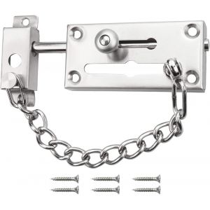 ChenQuanSarl-Loquet Coulissant En Acier Inoxydable Avec Cha&icirc;ne Antivol, Loquet De Cha&icirc;ne De Porte Int&eacute;rieure, Serrure De Porte Int&eacute;rieure, Serrure De Porte De S&eacute;curit&eacute; Fiable De Haute S&eacute;curit&eacute;, Convi - Neuf
