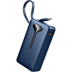 Eryi-Batterie Externe Charge Rapide 10000mah, 22.5w Power Bank Usb C Input & Output, Chargeur Externe Avec 3 Ports, Batterie Portable Avec Cable Intégré Compatible Avec Iphone 16/15/14/13/12/11/Samsu - Neuf