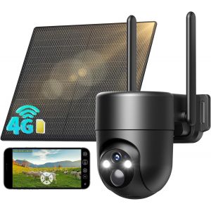 KALANKA-4G LTE Camera Surveillance Solaire avec Carte Sim, 2K Camera Exterieure sans Fil inclinable à 355°/90°,Détection Humaine PIR Alarmes de Zones Personnalisées, Étanchéité IP66 - Neuf