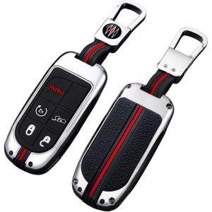 Étui pour clé de Voiture en Alliage de Zinc Couverture Porte-clés adapté pour Jeep Renegade Compass Grand Cherokee Chrysler 300C Wrangler Dodge Fiat Freemont (Argent,5 Boutons) - Neuf