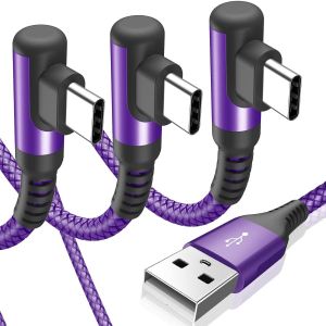 C&acirc;ble Usb C Coud&eacute; 90 Degr&eacute;s [1m+2m+3m Lot De 3] 3.1a Charge Rapide C&acirc;ble Chargeur Usb C Nylon Tress&eacute; Compatible Avec iPhone 16 15 Pro Max,Samsung Galaxy S24 S23 S22 S21 S20 S10 Note 20 A02s - Neuf