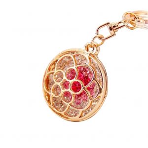 Porte-Cl&eacute;s En Alliage De Couleur Fantaisie Creuse Avec Pendentif De D&eacute;coration En Strass (Rose) - Neuf