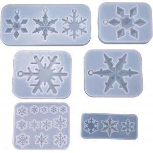 Lot De 6 Moules En Silicone De Flocon De Neige Flocon Neige Moules En Silicone Moules D'ornement En R&eacute;sine Pour R&eacute;sine &Eacute;poxy No&euml;l R&eacute;sine Moulage Moule Pour Fournitures D'artisanat - Neuf