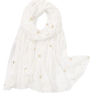 Étoile Lune Imprimé Foulard Châles Légers Pour Femme Foulard À La Mode En Feuille D'argent Et Flocon De Neige.[G115] - Neuf