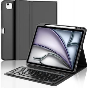 Clavier Ipad Air 13 Pouces (M2 2024/M3 2025), Azerty Français Clavier Coque, Étui Clavier Détachable Sans Fil Bluetooth Pour Ipad Air 13 Pouces M2 2024/M3 2025, Noir - Neuf
