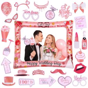 CHECARZHN--NO1-Cadre Photo Gonflable Photobooth Avec Accessoires De Photomaton Pour Femme Et Homme Décoration De Fête Mariage Selfie 71 X 58Cm - Neuf