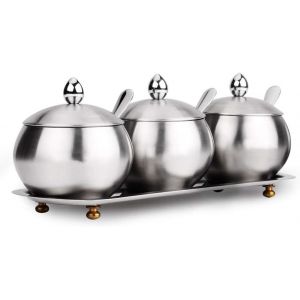1 Ensemble De Bouteilles D'assaisonnement En Acier Inoxydable 304, Mode Multi-Cuisine Avec Salon, Boîte À Recettes, Réservoir D'assaisonnement, Bouteille À Condiments - Neuf