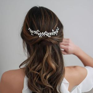 Kalvd-Mariage Cristal Perle Bijoux Bijoux Cheveux Mariée Serre-Tête Pour Mariée Pour Femme Et Fille,Headpieces Accessoires De Cheveux De Mariage Pour La Mariée (Argent) - Neuf