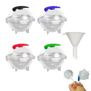 Lot De 4 Moules &Agrave; Gla&ccedil;ons Ronds De Grande Taille Pour Whisky Et Cocktails, Avec Entonnoir Pour Un Remplissage Facile. - Neuf