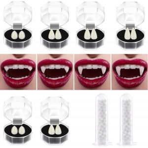 Cauc-Lot De 6 Paires De Dents De Vampire Avec Adh&eacute;sif - Accessoire De Cosplay - Accessoire De D&eacute;guisement Pour F&ecirc;te D'horreur - D&eacute;coration De F&ecirc;te D'halloween - Neuf