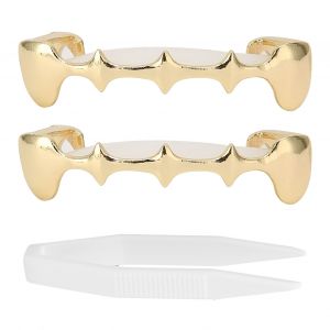 Ensemble De Fausses Dents Irregulieres Hip Hop, Accessoire De Decoration De Dents Pour Le Festival D'halloween, Style Hip Hop, Dore - Neuf