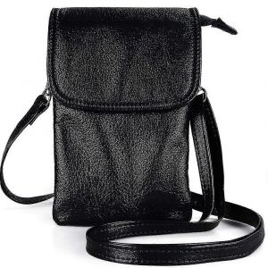 Sacoche en cuir veritable pour telephone portable, petit sac bandouliere pour femme avec longue bandouliere - Neuf