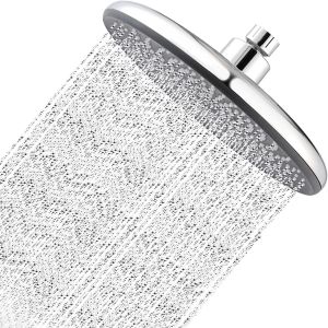 Cap-Pommeau De Douche, Tete De Douche Chromage Douche Pluie Ø220mm Booster Intégré Et Système D'économie D'eau 330 Trous De Sortie D'eau En Silicone Réglable À 360° Avec Boule Rotative - Neuf