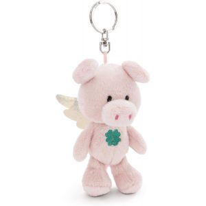 Kal-Porte-Clés Ton Ange Gardien Cochon Avec Trèfle 10cm Rose - Pendentif Animal Avec Anneau Métallique Pour Accrocher Aux Clés, À La Corde, Au Sac Et Plus Encore - Neuf