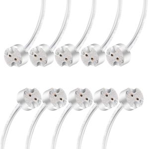 KALANKA-Lot de 10 douilles halog&iquest;&iquest;nes &iquest;&iquest; incandescence G4, GU5.3 MR16, MR11 GZ4 GY6.35 avec connecteur de prise &iquest;&iquest; incandescence LED en c&iquest;&iquest;ramique, support de lampe avec cable &iquest;&iquest; mouche 100 mm - Neuf