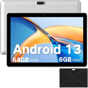 lbgwp60-Tablette Avec Étui, Tablette 10 Pouces Android 13, Tablette 2024, 6 Go De Ram + 64 Go De Rom, Extensible Jusqu'À 1 To (Carte Tf), Tablette Quad-Core Longue Durée De Vie De La Batterie,Blanc - Neuf