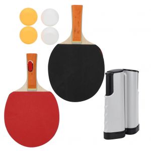 Ensemble De Tennis De Table, Filet Telescopique Portable, Raquettes, Balles De Ping-Pong, Accessoires D'entrainement, Blanc Et Noir - Neuf