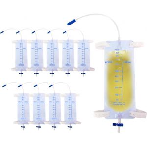 10 Pcs Collecteur D'urine,1000 Ml Poche À Urine Portable Avec Canal De Cathéter Urinaire 30 Cm Et Valve Anti-Reflux,Sac D'urine Portable Sac De Jambe De Cathéter Pour Homme,Femme,Enfant - Neuf