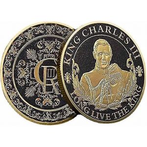 Piece commemorative du couronnement du roi Charles III, piece commemorative du roi britannique, impression couleur en relief stereo, piece de collection - Neuf