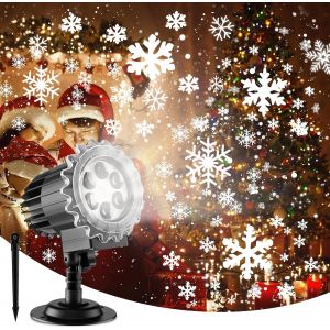 Aiou-Projecteur De Flocons De Neige De Noël,Dynamique Led Flocon De Neige Projecteur Lumière,Imperméable À L'eau Noël Éclairage Extérieur Jardin Fenêtre Mur Cour Partie Décoration De Noë - Neuf