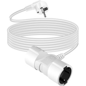 Fiche Double pour Prise, rallonge de 3 m avec 2 Prises Schuko, multiprise 2 Voies, rallonge Double avec 2 Prises &agrave; Contact de Protection, r&eacute;partiteur ext&eacute;rieur 2 Voies Max. 3500 W, Blanc - Neuf